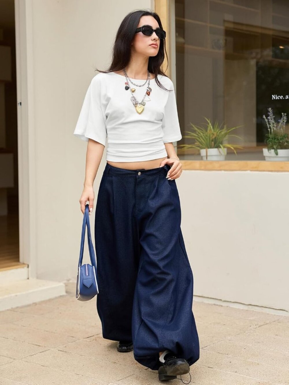 Women's White Crewneck Short Sleeve Summer Casual Waisted Basic Trendy Crop Tops - Picture 5 of 6